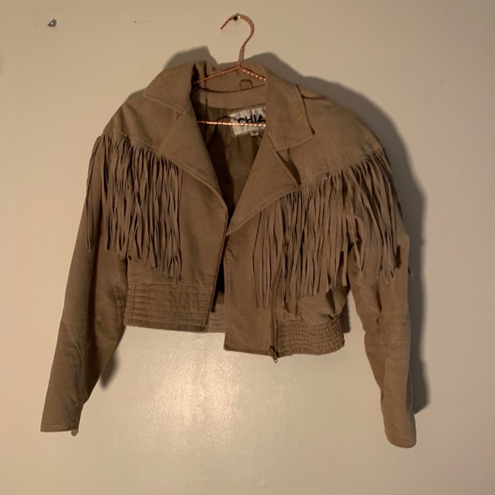 VINTAGE fringe cropped jacket